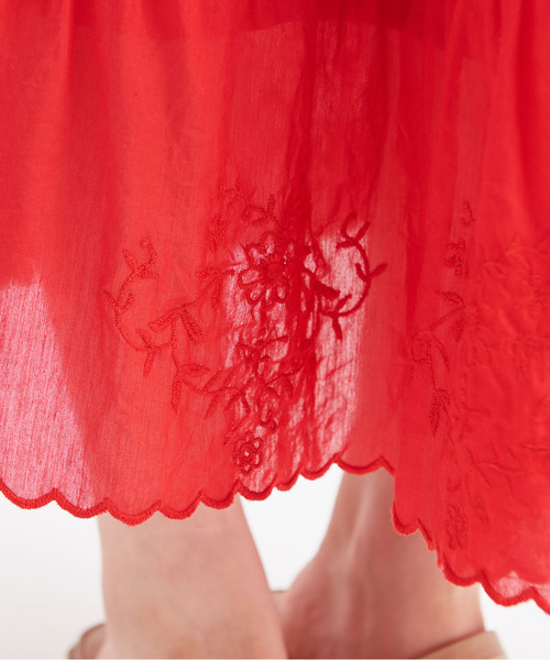 Dot＆Stripes CHILD WOMAN（ドットアンドストライプス　チャイルドウーマン）の「C/Visローン刺繍 ティアードスカート（スカート・レディース・レッド/ホワイト/ブラック・FREE）」の16枚目の写真