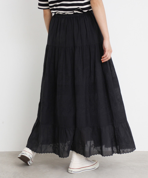 Dot＆Stripes CHILD WOMAN（ドットアンドストライプス　チャイルドウーマン）の「C/Visローン刺繍 ティアードスカート（スカート・レディース・レッド/ホワイト/ブラック・FREE）」の21枚目の写真