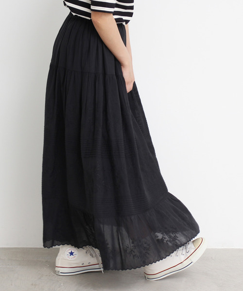 Dot＆Stripes CHILD WOMAN（ドットアンドストライプス　チャイルドウーマン）の「C/Visローン刺繍 ティアードスカート（スカート・レディース・レッド/ホワイト/ブラック・FREE）」の20枚目の写真