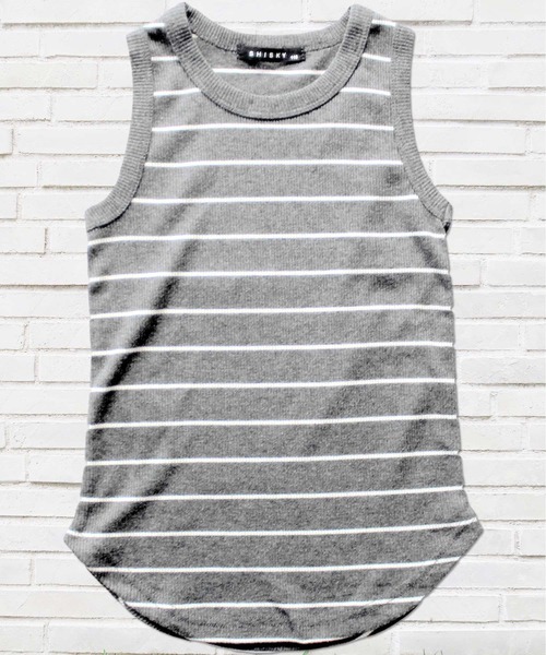 THE CASUAL（カジュアル）の「無地 ボーダー テレコロングタンクトップ キッズ（タンクトップ・キッズ・グレー系1/ブラック/ブラウン系/グレー系/オフホワイト/チャコール/ベージュ/モカ/ネイビー/カーキ/カーキ系/杢グレー・140cm/130cm/160cm/110cm/150cm/120cm/100cm）」の6枚目の写真