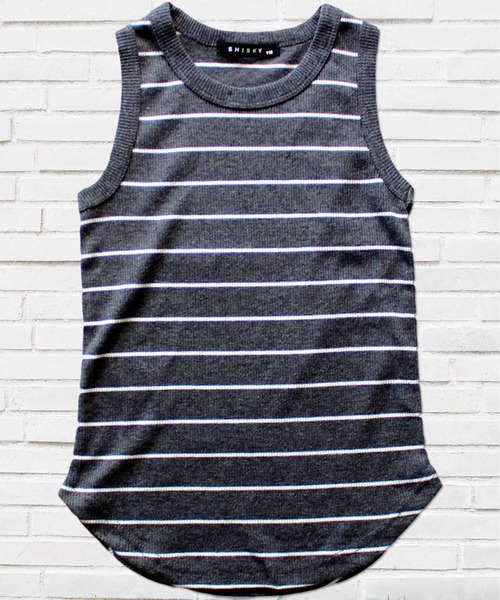 THE CASUAL（カジュアル）の「無地 ボーダー テレコロングタンクトップ キッズ（タンクトップ・キッズ・グレー系1/ブラック/ブラウン系/グレー系/オフホワイト/チャコール/ベージュ/モカ/ネイビー/カーキ/カーキ系/杢グレー・140cm/130cm/160cm/110cm/150cm/120cm/100cm）」の7枚目の写真