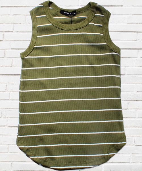 THE CASUAL（カジュアル）の「無地 ボーダー テレコロングタンクトップ キッズ（タンクトップ・キッズ・グレー系1/ブラック/ブラウン系/グレー系/オフホワイト/チャコール/ベージュ/モカ/ネイビー/カーキ/カーキ系/杢グレー・140cm/130cm/160cm/110cm/150cm/120cm/100cm）」の12枚目の写真
