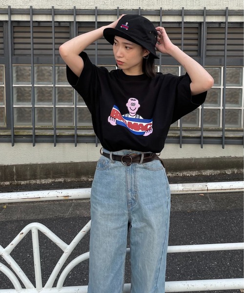 BIG MAC（ビッグマック）の「【BIG MAC×FACE】別注LOGO Shirt Sleeve TEE/ロゴプリントTシャツ（Tシャツ/カットソー・メンズ・ブラック/ホワイト・MEDIUM/LARGE）」の14枚目の写真
