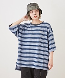 CUBE SUGAR（キューブシュガー）の「天竺 片染め ボーダー ビッグTシャツ（Tシャツ/カットソー）」