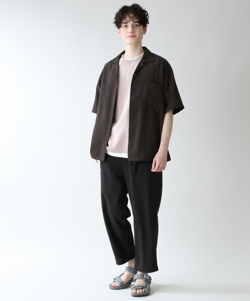 RAGEBLUE（レイジブルー）の「＜セットアップ着用可能＞シャリテック/リネンタッチオープンカラーシャツ/936495（シャツ/ブラウス・メンズ・ブラック/ダークグリーン/グレー系その他/キャメル・MEDIUM/LARGE）」の9枚目の写真