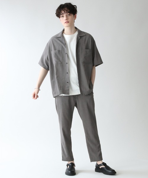RAGEBLUE（レイジブルー）の「＜セットアップ着用可能＞シャリテック/リネンタッチオープンカラーシャツ/936495（シャツ/ブラウス・メンズ・ブラック/ダークグリーン/グレー系その他/キャメル・MEDIUM/LARGE）」の5枚目の写真