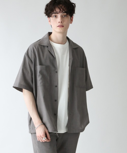RAGEBLUE（レイジブルー）の「＜セットアップ着用可能＞シャリテック/リネンタッチオープンカラーシャツ/936495（シャツ/ブラウス・メンズ・ブラック/ダークグリーン/グレー系その他/キャメル・MEDIUM/LARGE）」の19枚目の写真