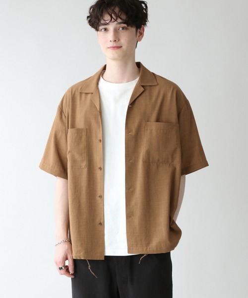 RAGEBLUE（レイジブルー）の「＜セットアップ着用可能＞シャリテック/リネンタッチオープンカラーシャツ/936495（シャツ/ブラウス・メンズ・ブラック/ダークグリーン/グレー系その他/キャメル・MEDIUM/LARGE）」の13枚目の写真