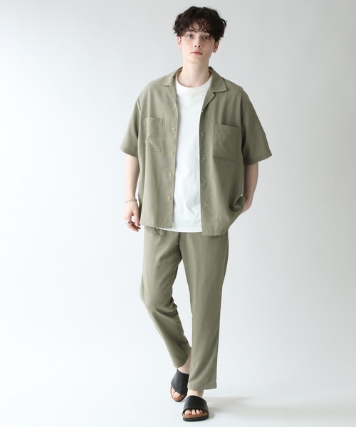 RAGEBLUE（レイジブルー）の「＜セットアップ着用可能＞シャリテック/リネンタッチオープンカラーシャツ/936495（シャツ/ブラウス・メンズ・ブラック/ダークグリーン/グレー系その他/キャメル・MEDIUM/LARGE）」の16枚目の写真