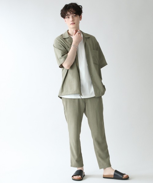 RAGEBLUE（レイジブルー）の「＜セットアップ着用可能＞シャリテック/リネンタッチオープンカラーシャツ/936495（シャツ/ブラウス・メンズ・ブラック/ダークグリーン/グレー系その他/キャメル・MEDIUM/LARGE）」の10枚目の写真