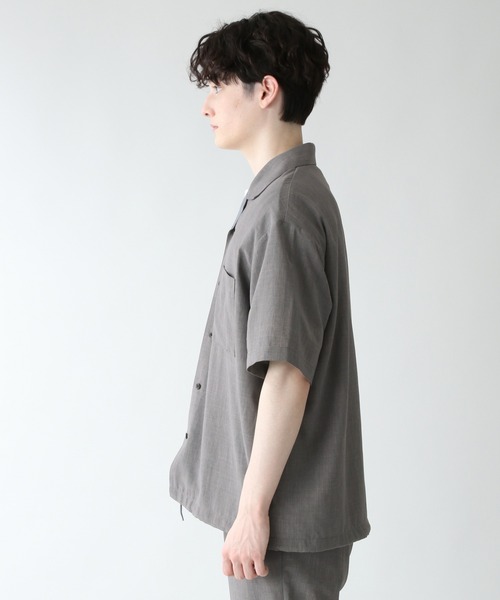 RAGEBLUE（レイジブルー）の「＜セットアップ着用可能＞シャリテック/リネンタッチオープンカラーシャツ/936495（シャツ/ブラウス・メンズ・ブラック/ダークグリーン/グレー系その他/キャメル・MEDIUM/LARGE）」の6枚目の写真