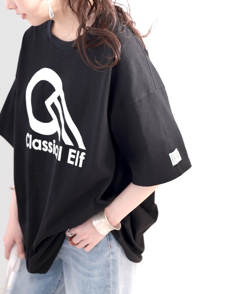 classicalelf（クラシカルエルフ）の「綿100％ オーガニックコットン。復刻、Classical ElfスポーツロゴbigTシャツ（Tシャツ/カットソー・レディース・ホワイト/ブラック/グレイッシュベージュ・MEDIUM/LARGE/X-LARGE）」の17枚目の写真