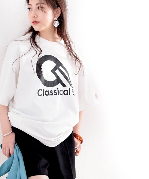 classicalelf（クラシカルエルフ）の「綿100％ オーガニックコットン。復刻、Classical ElfスポーツロゴbigTシャツ（Tシャツ/カットソー・レディース・ホワイト/ブラック/グレイッシュベージュ・MEDIUM/LARGE/X-LARGE）」の19枚目の写真