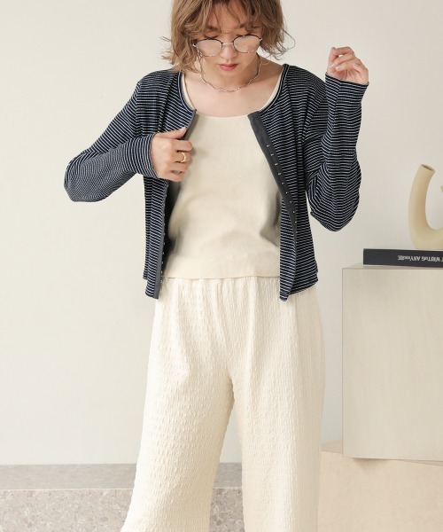Bab（バブ）の「【WEB限定】ボーダーカーディガン（カーディガン/ボレロ・レディース・ブラック/ネイビー/イエロー・38）」の14枚目の写真