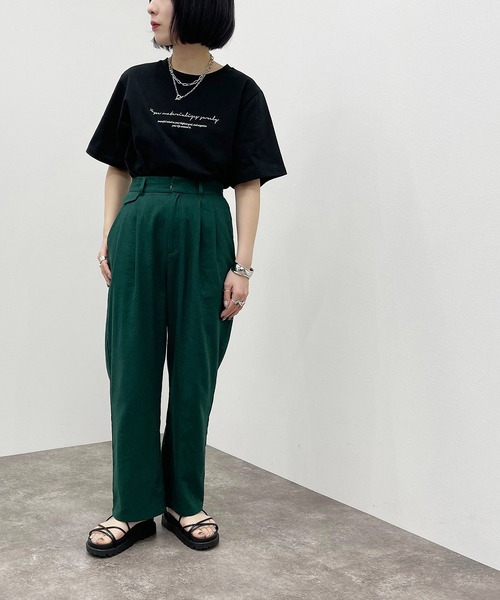 apres jour mignon（アプレジュールミニョン）の「ルーズテーパードパンツ 【ZOZOTOWN限定アイテム】（その他パンツ・レディース・グリーン/ライトベージュ/ブラック・フリー/X-LARGE）」の10枚目の写真