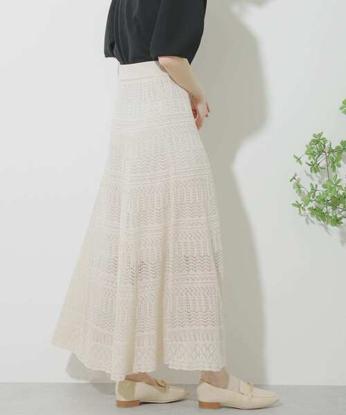 SENSE OF PLACE by URBAN RESEARCH（センスオブプレイスバイアーバンリサーチ）の「スカシアミフレアスカート（スカート・レディース・ブラック/グリーン/アイボリー・ONE）」の21枚目の写真