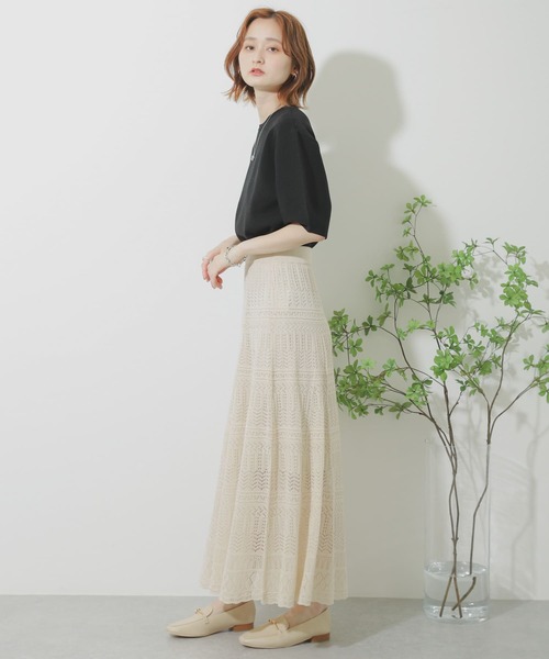 SENSE OF PLACE by URBAN RESEARCH（センスオブプレイスバイアーバンリサーチ）の「スカシアミフレアスカート（スカート・レディース・ブラック/グリーン/アイボリー・ONE）」の5枚目の写真