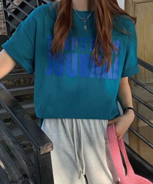 meJane(ミージェーン)の「フロントビックロゴプリントルーズTシャツ【ZOZOTOWN限定】(Tシャツ/カットソー・レディース・ホワイト/チャコールグレー/ブルー・FREE)」の5枚目の写真