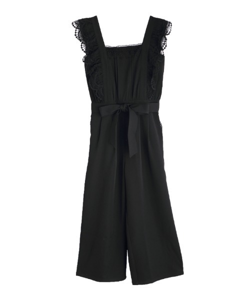 axes femme(アクシーズファム)の「フリル×レースサロペット(サロペット/オーバーオール・レディース・ベージュ/カーキ/ブラック・MEDIUM)」の2枚目の写真