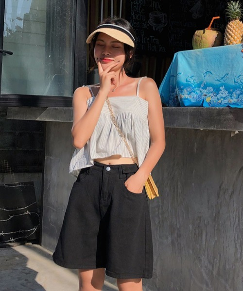 emi+（エミプラス）の「カラーデニムショートパンツ（デニムパンツ・レディース・ライトブルー/ブラック/ブルー/アイボリー・S/M/L）」の16枚目の写真