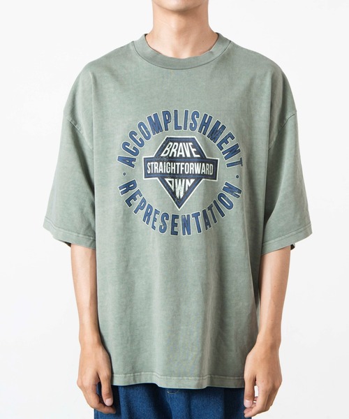 WEGO(ウィゴー)の「WEGO/ヘビーウエイト ピグメントロゴビックシルエット5分袖Tシャツ(Tシャツ/カットソー・メンズ・ブルー/ブラック/ホワイト/カーキ・MEDIUM/X-LARGE/LARGE)」の9枚目の写真