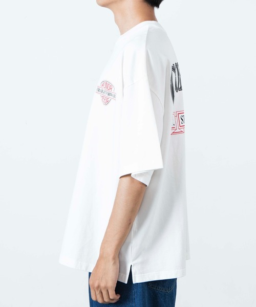 WEGO(ウィゴー)の「WEGO/ヘビーウエイト ピグメントロゴビックシルエット5分袖Tシャツ(Tシャツ/カットソー・メンズ・ブルー/ブラック/ホワイト/カーキ・MEDIUM/X-LARGE/LARGE)」の13枚目の写真