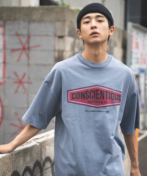 WEGO(ウィゴー)の「WEGO/ヘビーウエイト ピグメントロゴビックシルエット5分袖Tシャツ(Tシャツ/カットソー・メンズ・ブルー/ブラック/ホワイト/カーキ・MEDIUM/X-LARGE/LARGE)」の21枚目の写真