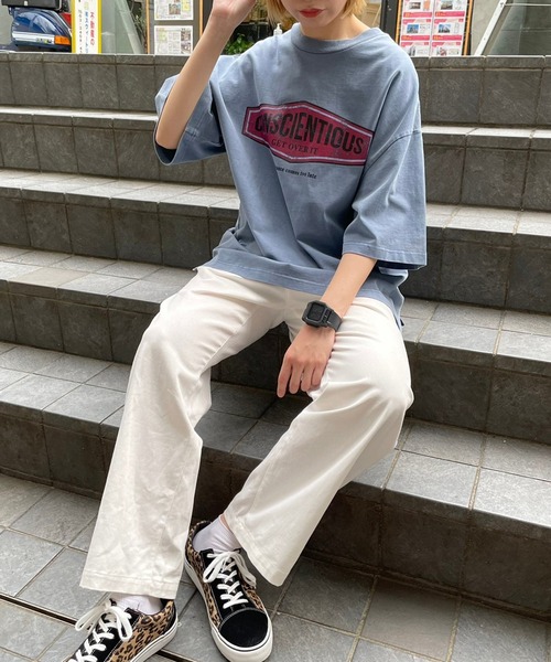 WEGO(ウィゴー)の「WEGO/ヘビーウエイト ピグメントロゴビックシルエット5分袖Tシャツ(Tシャツ/カットソー・メンズ・ブルー/ブラック/ホワイト/カーキ・MEDIUM/X-LARGE/LARGE)」の19枚目の写真