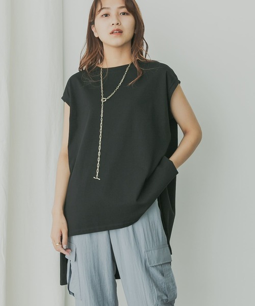 KBF+（ケービーエフプラス）の「KBF+　BIGノースリーブ（Tシャツ/カットソー・レディース・グレー系その他/オフホワイト/パープル/ブラック・ONE）」の2枚目の写真