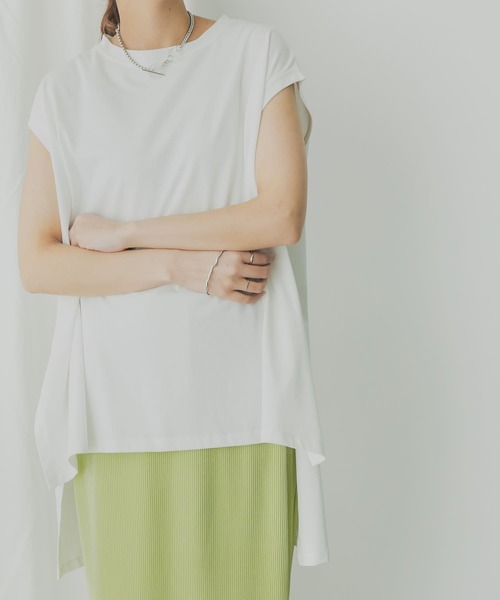 KBF+（ケービーエフプラス）の「KBF+　BIGノースリーブ（Tシャツ/カットソー・レディース・グレー系その他/オフホワイト/パープル/ブラック・ONE）」の6枚目の写真