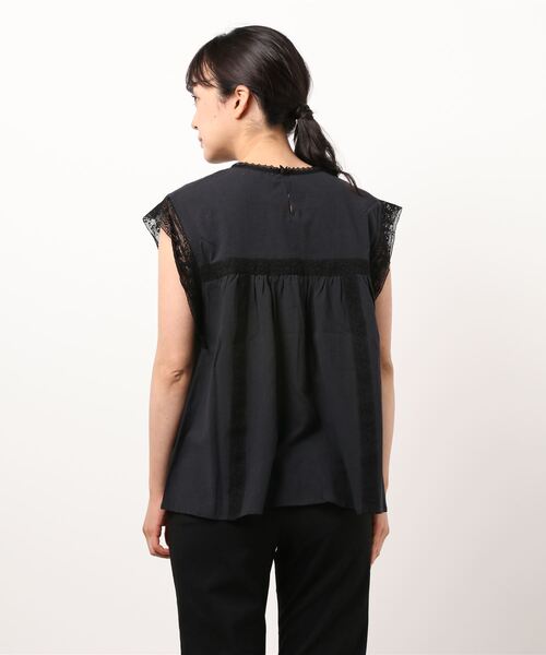 Samansa Mos2（サマンサ モスモス）の「レース切替ブラウス（シャツ/ブラウス・レディース・オフホワイト/チャコール/ブラック・ﾌﾘ-）」の4枚目の写真