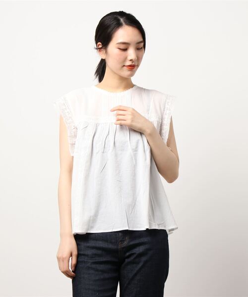 Samansa Mos2（サマンサ モスモス）の「レース切替ブラウス（シャツ/ブラウス・レディース・オフホワイト/チャコール/ブラック・ﾌﾘ-）」の6枚目の写真