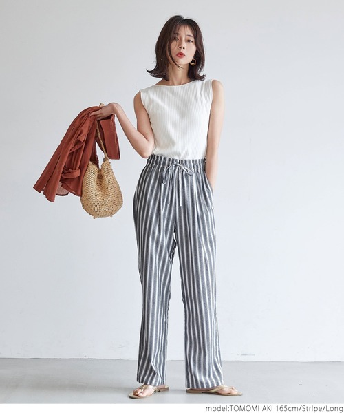 coca(coca)(コカ)の「麻調綿ストライプシェフパンツ(その他パンツ・レディース・ストライプ・SHORT/LONG)」の9枚目の写真