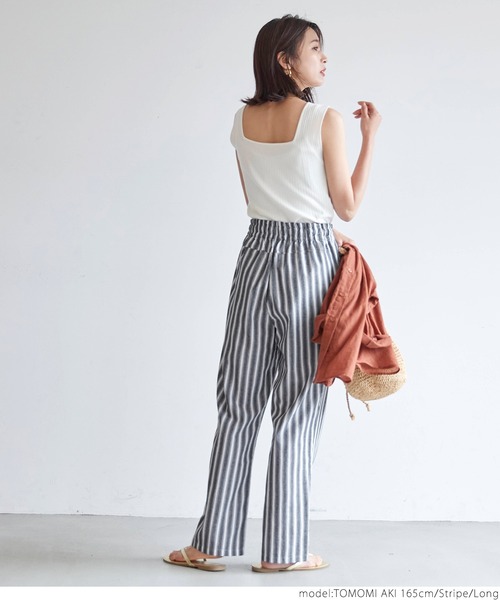 coca(coca)(コカ)の「麻調綿ストライプシェフパンツ(その他パンツ・レディース・ストライプ・SHORT/LONG)」の7枚目の写真