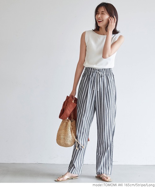 coca(coca)(コカ)の「麻調綿ストライプシェフパンツ(その他パンツ・レディース・ストライプ・SHORT/LONG)」の5枚目の写真