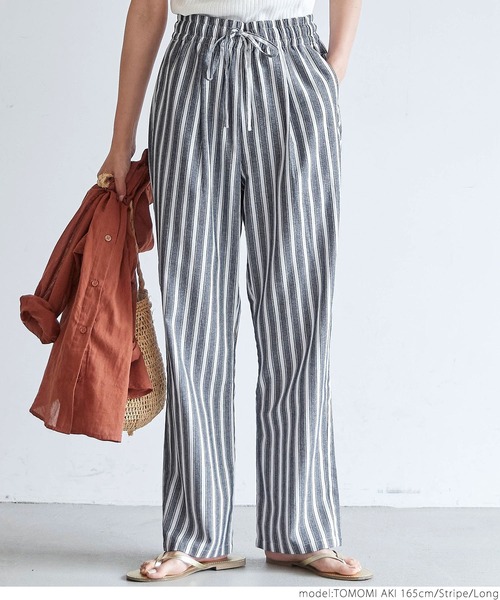 麻調綿ストライプシェフパンツ（その他パンツ）｜coca（coca）（コカ