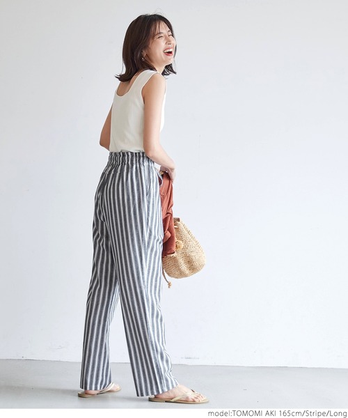 coca(coca)(コカ)の「麻調綿ストライプシェフパンツ(その他パンツ・レディース・ストライプ・SHORT/LONG)」の2枚目の写真