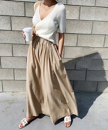 Coo+i（クーイ）の「コットン100％リラックスフレアワイドパンツ（スラックス）」