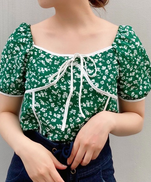 titty＆Co. PETIT（ティティアンドコープティ）の「【titty&Co.PETIT】バイカラーフラワーブラウス（シャツ/ブラウス・レディース・ブラック/ブルー/グリーン・FREE）」の7枚目の写真