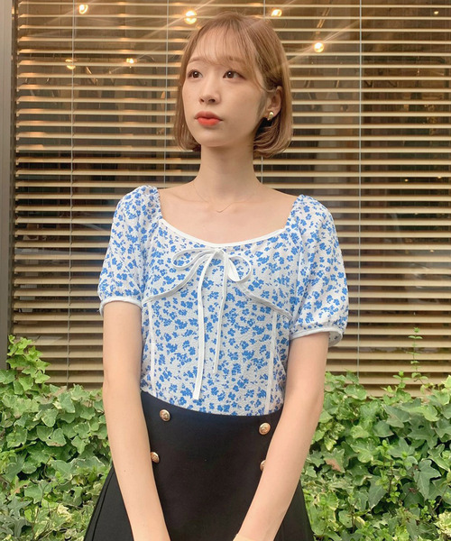 titty＆Co. PETIT（ティティアンドコープティ）の「【titty&Co.PETIT】バイカラーフラワーブラウス（シャツ/ブラウス・レディース・ブラック/ブルー/グリーン・FREE）」の9枚目の写真