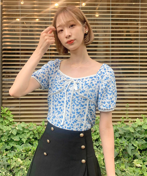 titty＆Co. PETIT（ティティアンドコープティ）の「【titty&Co.PETIT】バイカラーフラワーブラウス（シャツ/ブラウス・レディース・ブラック/ブルー/グリーン・FREE）」の8枚目の写真