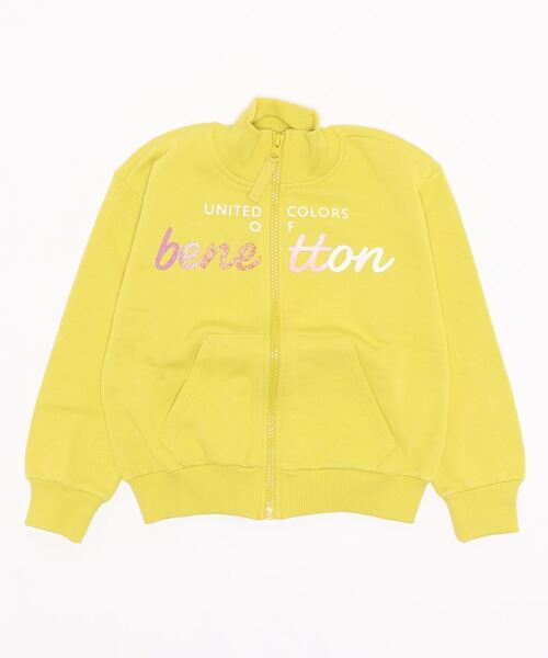 BENETTON (UNITED COLORS OF BENETTON)（ベネトンユナイテッドカラーズオブベネトン）の「キッズグリッターロゴジッパースウェットカーディガン（カーディガン/ボレロ・キッズ・マスタード/レッド・SMALL/X-LARGE/MEDIUM/XX-LARGE/LARGE/X-SMALL）」の6枚目の写真