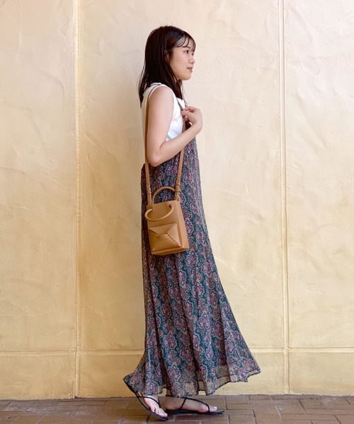 RIVE DROITE（リヴドロワ）の「ペイズリーシフォンキャミワンピース（ワンピース・レディース・ブラック/グリーン・FREE）」の7枚目の写真