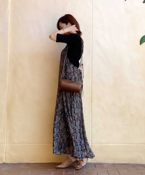 RIVE DROITE（リヴドロワ）の「ペイズリーシフォンキャミワンピース（ワンピース・レディース・ブラック/グリーン・FREE）」の5枚目の写真