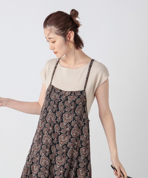 RIVE DROITE（リヴドロワ）の「ペイズリーシフォンキャミワンピース（ワンピース・レディース・ブラック/グリーン・FREE）」の16枚目の写真