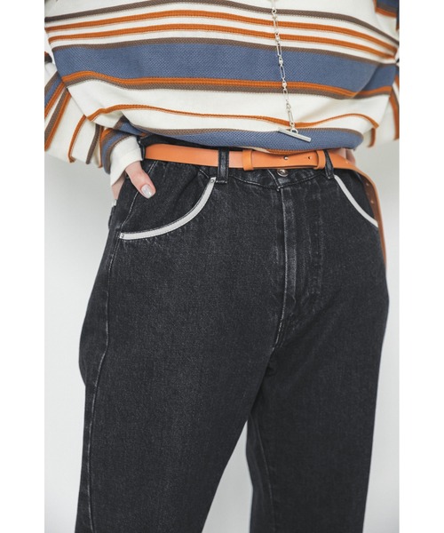 LiNoH(リノー)の「ベルテッドデニムパンツ/BELTED DENIM PANTS(デニムパンツ・メンズ・ブラック・1/2)」の3枚目の写真