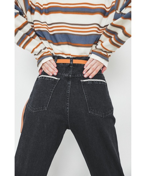 LiNoH(リノー)の「ベルテッドデニムパンツ/BELTED DENIM PANTS(デニムパンツ・メンズ・ブラック・1/2)」の2枚目の写真