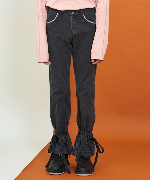 LiNoH(リノー)の「ベルテッドデニムパンツ/BELTED DENIM PANTS(デニムパンツ・メンズ・ブラック・1/2)」の13枚目の写真