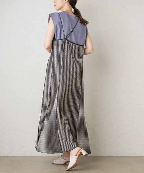 Kastane(カスタネ)の「ジャガードチェックパイピングキャミワンピース(ワンピース・レディース・ブラック/グリーン/アイボリー・FREE)」の12枚目の写真