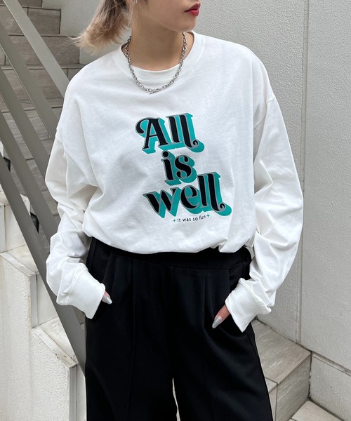 RASVOA(ラスボア)の「Old ロゴロンT(Tシャツ/カットソー・レディース・ブラック/ベージュ/ブルー・FREE)」の2枚目の写真